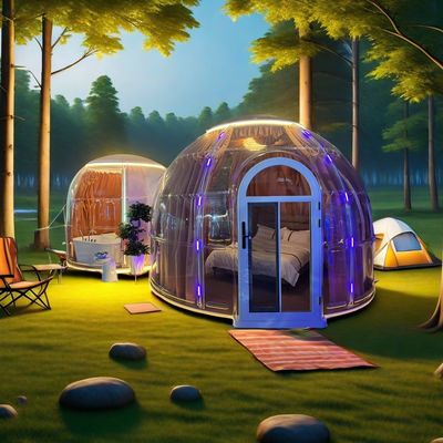 comprare Nuovo design tenda a cupola in policarbonato modulare prefabbricata PC Casa a cupola a doppia bolla per resort online manufacture